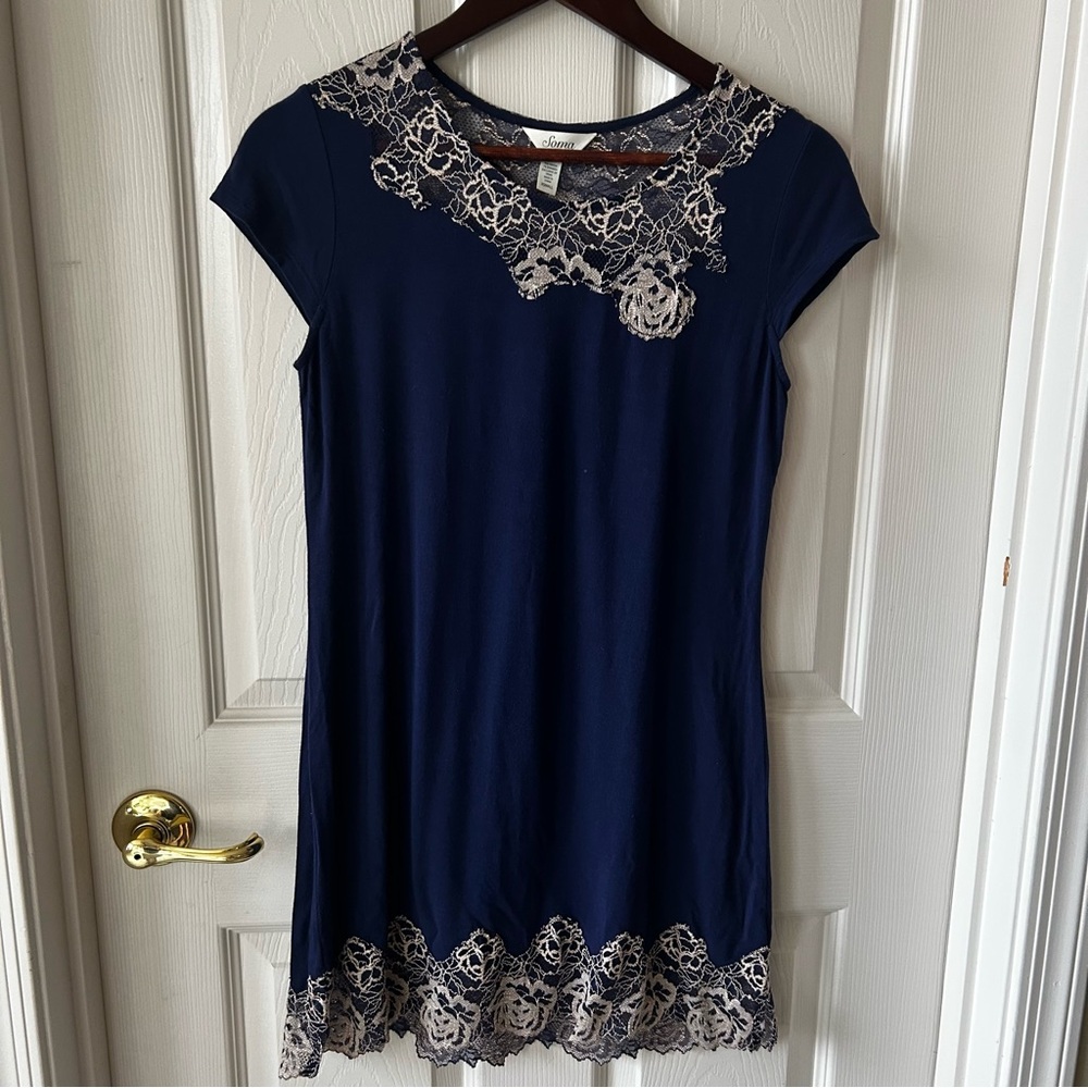 Soma Navy Lace Nightgown, XS